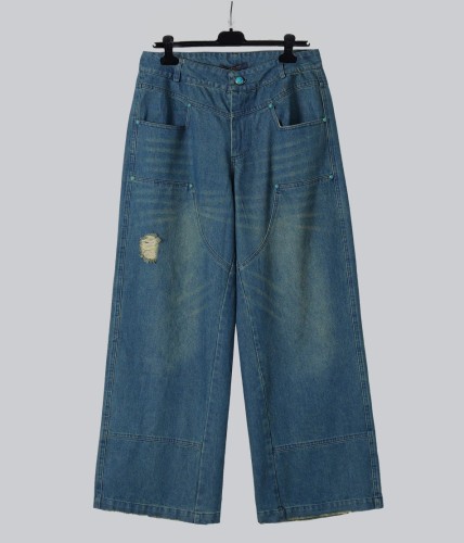 Louis Vuitton New Fashionable Washed Distressed Loose Jeans