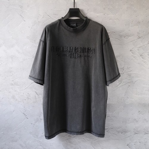 Balenciaga New Embroidered Short Sleeve Couple's Casual Washed T-shirt