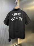 Louis Vuitton New Letter Embroidered Open Collar Single Row Shirt