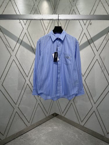 Dior New Modern Embroidered Logo Striped Shirt