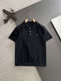 Louis Vuitton Fashion Chessboard Round Neck Knitted Short Sleeve