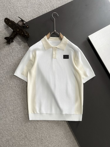 Dior Spring/Summer New Fashion Contrast Knitted Collar Short Sleeve