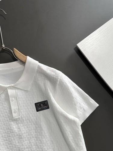 Louis Vuitton Fashion Chessboard Round Neck Knitted Short Sleeve