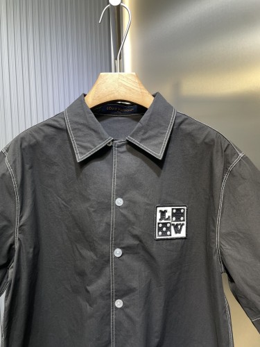 Louis Vuitton New Letter Embroidered Open Collar Single Row Shirt