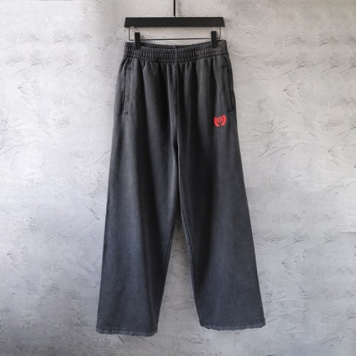 Balenciaga New BB Embroidered Washed Distressed Pants Couple Casual Sports Pants