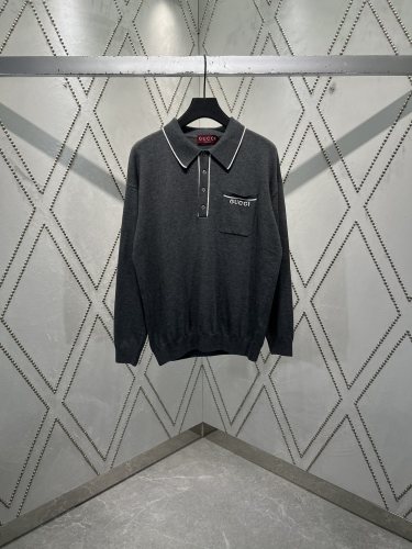 Gucci NewLogo Jacquard Knitted Wool Long Sleeve Polo Shirt