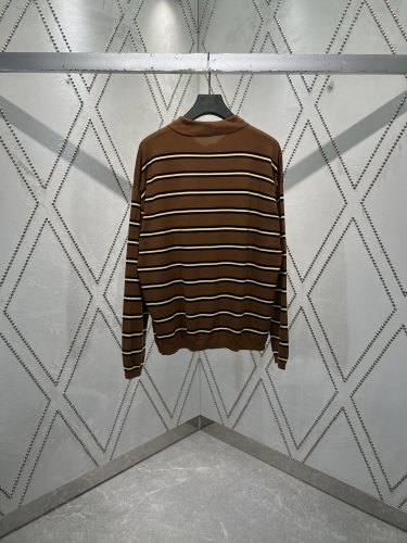 Loewe New Fashion Striped Collar Long Sleeve Polo Shirt
