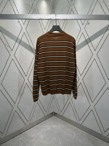 Loewe New Fashion Striped Collar Long Sleeve Polo Shirt