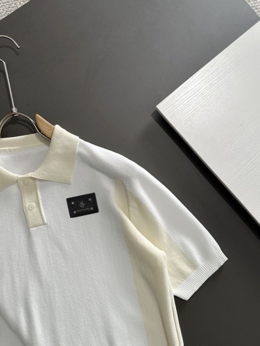 Dior Spring/Summer New Fashion Contrast Knitted Collar Short Sleeve