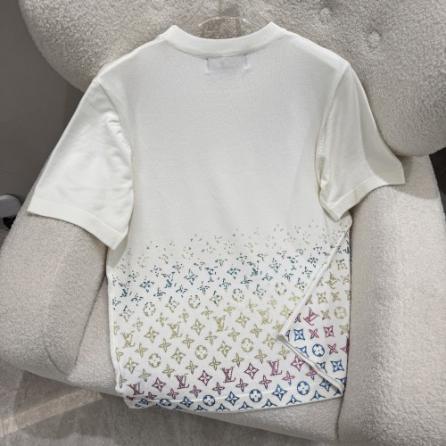 Louis Vuitton New Fashion Hot Diamond Logo Knitted Short Sleeve