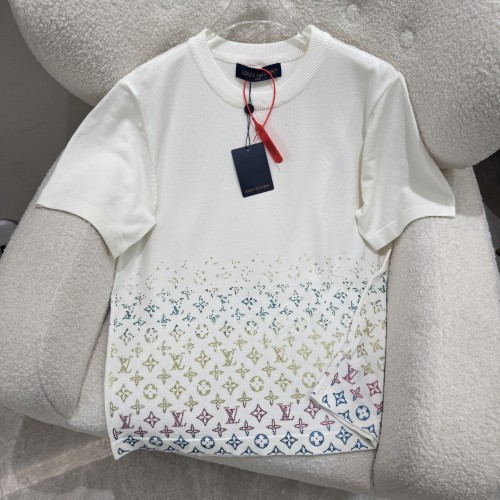 Louis Vuitton New Fashion Hot Diamond Logo Knitted Short Sleeve