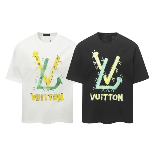 Louis Vuitton New Hand drawn Logo Printed T-shirt Couple Casual Loose Short Sleeve