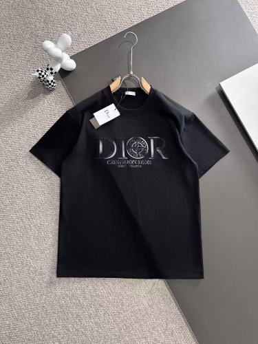 Dior Classic Gradient Embroidery Logo T-shirt Unisex Casual Versatile Short Sleeve