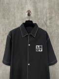 Louis Vuitton Classic Letter Embroidered Open Collar Single Row Short Sleeve Shirt