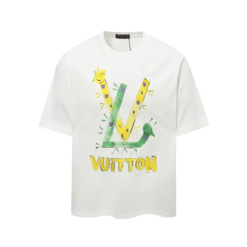 Louis Vuitton New Hand drawn Logo Printed T-shirt Couple Casual Loose Short Sleeve