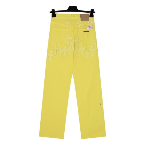 Chrome Hearts Fashion Leather Cross Dopamine Jeans