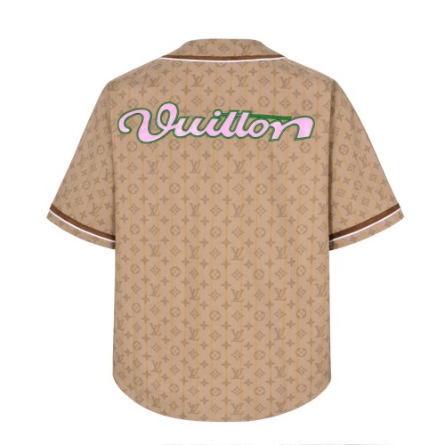 Louis Vuitton Fashion Full Logo Japanese Half Sleeve Cowboy Baseball Shirt