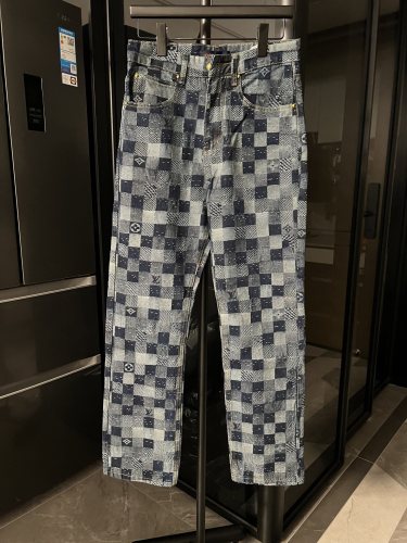 Louis Vuitton New Fashion Jacquard Plaid Jeans