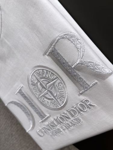 Dior Classic Gradient Embroidery Logo T-shirt Unisex Casual Versatile Short Sleeve