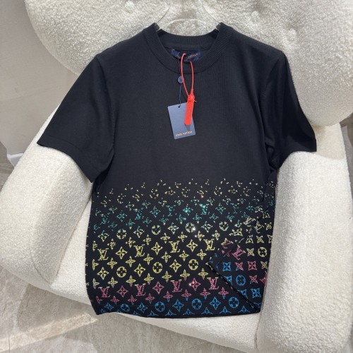 Louis Vuitton New Fashion Hot Diamond Logo Knitted Short Sleeve