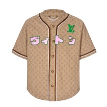 Louis Vuitton Fashion Full Logo Japanese Half Sleeve Cowboy Baseball Shirt