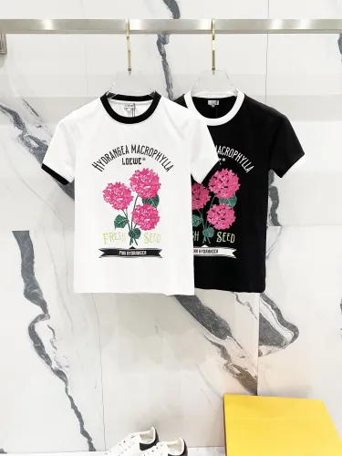 Loewe Women's Fashion Flower Letter Logo Printed Short Sleeve