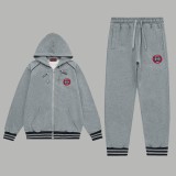 Gucci New Classic Embroidered Logo Hooded Zipper Coat Set