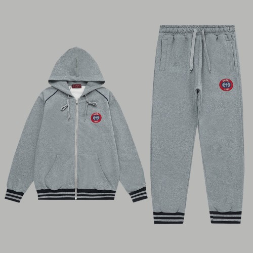 Gucci New Classic Embroidered Logo Hooded Zipper Coat Set