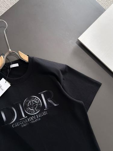 Dior Classic Gradient Embroidery Logo T-shirt Unisex Casual Versatile Short Sleeve