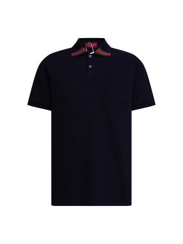 Gucci New Classic Embroidered Logo Striped Collar Polo Shirt