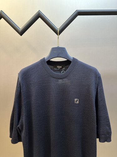 Fendi New Hardware Double F Logo Knitted Short Sleeve