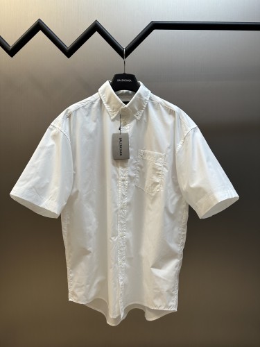 Balenciaga New Classic Red Tape Logo Short Sleeve Shirt