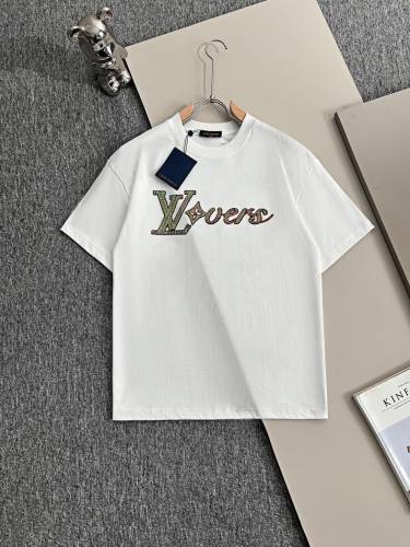 Louis Vuitton New Fashion Heavy Industry Bead Logo Casual Short Sleeved T-shirt