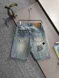 Louis Vuitton New Unisex Fashion Embroidered Distressed Casual Washed Denim Shorts