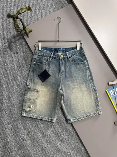Louis Vuitton New Unisex Multi Pocket Casual Washed Denim Shorts