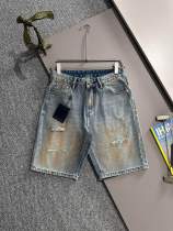 Louis Vuitton New Couple Fashion Washed Distressed Denim Shorts