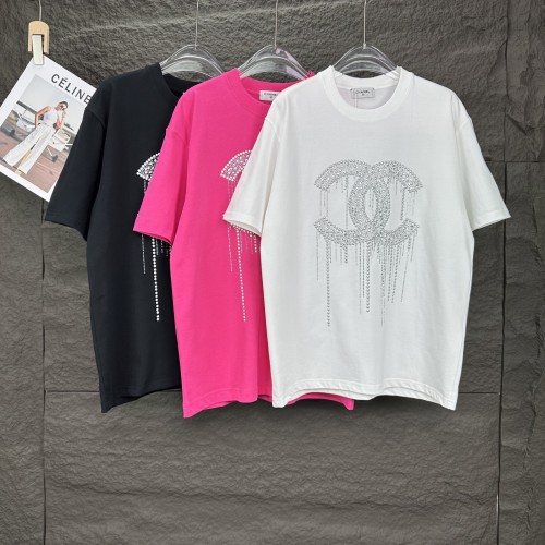 Chanel New Heavy Industries Hot Diamond Logo T-shirt Couple Casual Cotton Short Sleeve