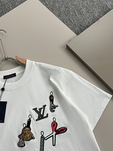 Louis Vuitton New Fashion Bead Heavy Embroidery Casual Short Sleeve T-shirt