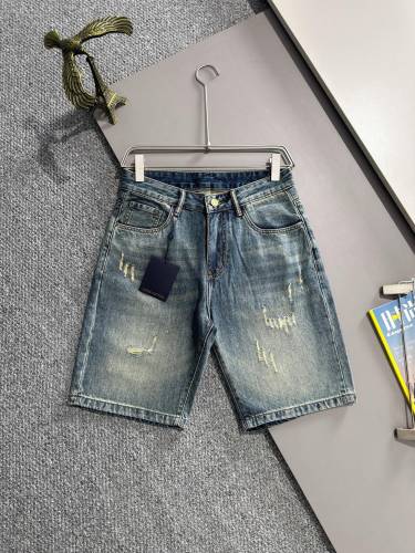 Louis Vuitton New Unisex Classic Distressed Washed Denim Shorts
