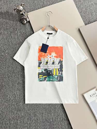 Louis Vuitton New Personalized Logo Hot Diamond Print Versatile Short Sleeve T-shirt