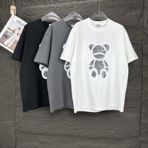 Dior New Teddy Bear Printed T-shirt Couple Casual Cotton Short Sleeve