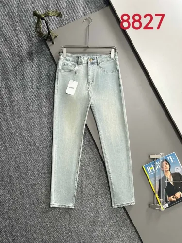 Dior New Couple Versatile Slim Washed Jeans Pants