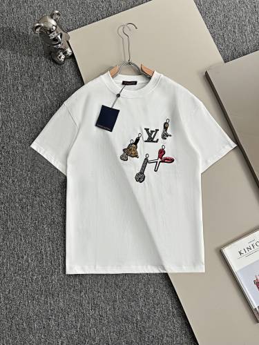 Louis Vuitton New Fashion Bead Heavy Embroidery Casual Short Sleeve T-shirt