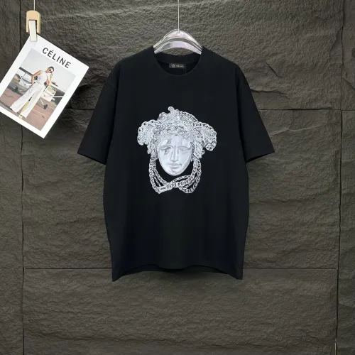 Versace New Couple Portrait Logo Printed Short Sleeve Casual Cotton T-shirt