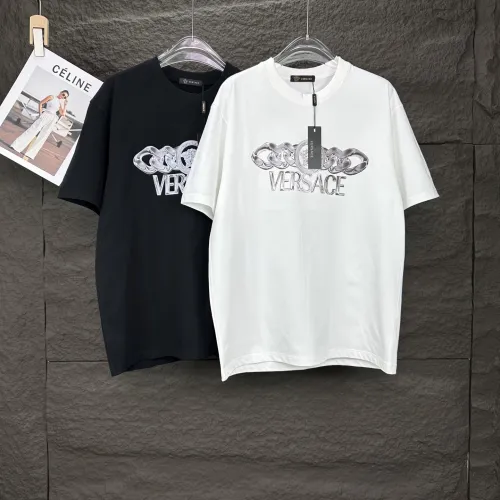 Versace New Couple Letter Logo Short Sleeve Casual Cotton T-shirt