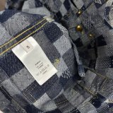 Louis Vuitton New Couple Checkerboard Washed Denim Coat