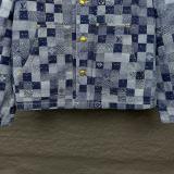 Louis Vuitton New Couple Checkerboard Washed Denim Coat