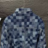 Louis Vuitton New Couple Checkerboard Washed Denim Coat