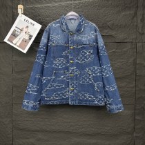 Louis Vuitton New Cloud Jacquard Logo Couple's Washed Denim Jacket