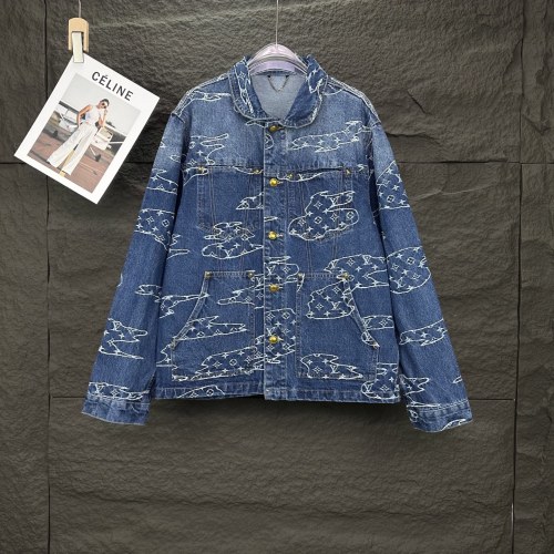 Louis Vuitton New Cloud Jacquard Logo Couple's Washed Denim Jacket